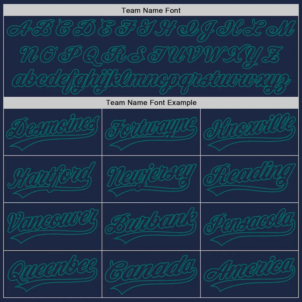 Custom Navy Teal 3D Pattern Design Curve Lines Authentic Baseball Jersey - Image 4