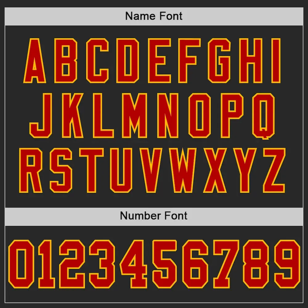 Custom Black Red-Gold Mesh Authentic Football Jersey - Image 4