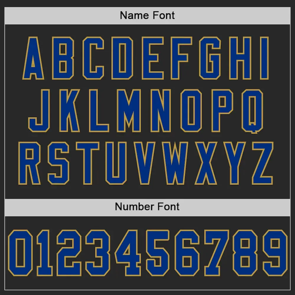Custom Black Royal-Old Gold Mesh Authentic Football Jersey - Image 4