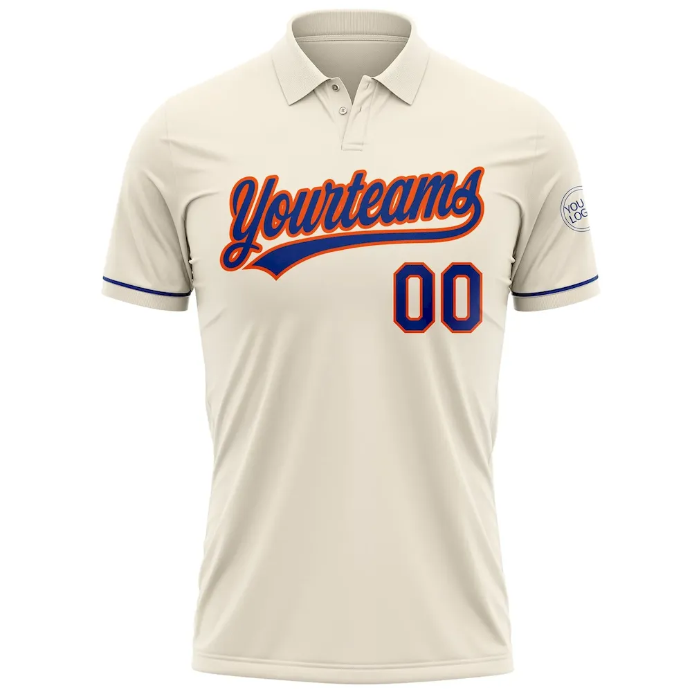 Custom Cream Royal-Orange Performance Vapor Golf Polo Shirt - Image 2