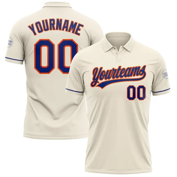 Custom Cream Royal-Orange Performance Vapor Golf Polo Shirt