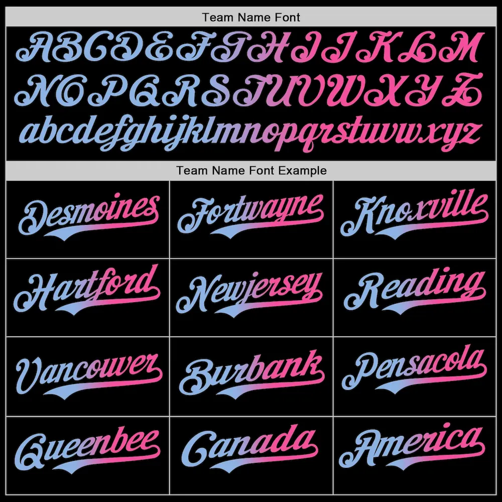 Custom Black Pink-Light Blue Authentic Gradient Fashion Baseball Jersey - Image 4