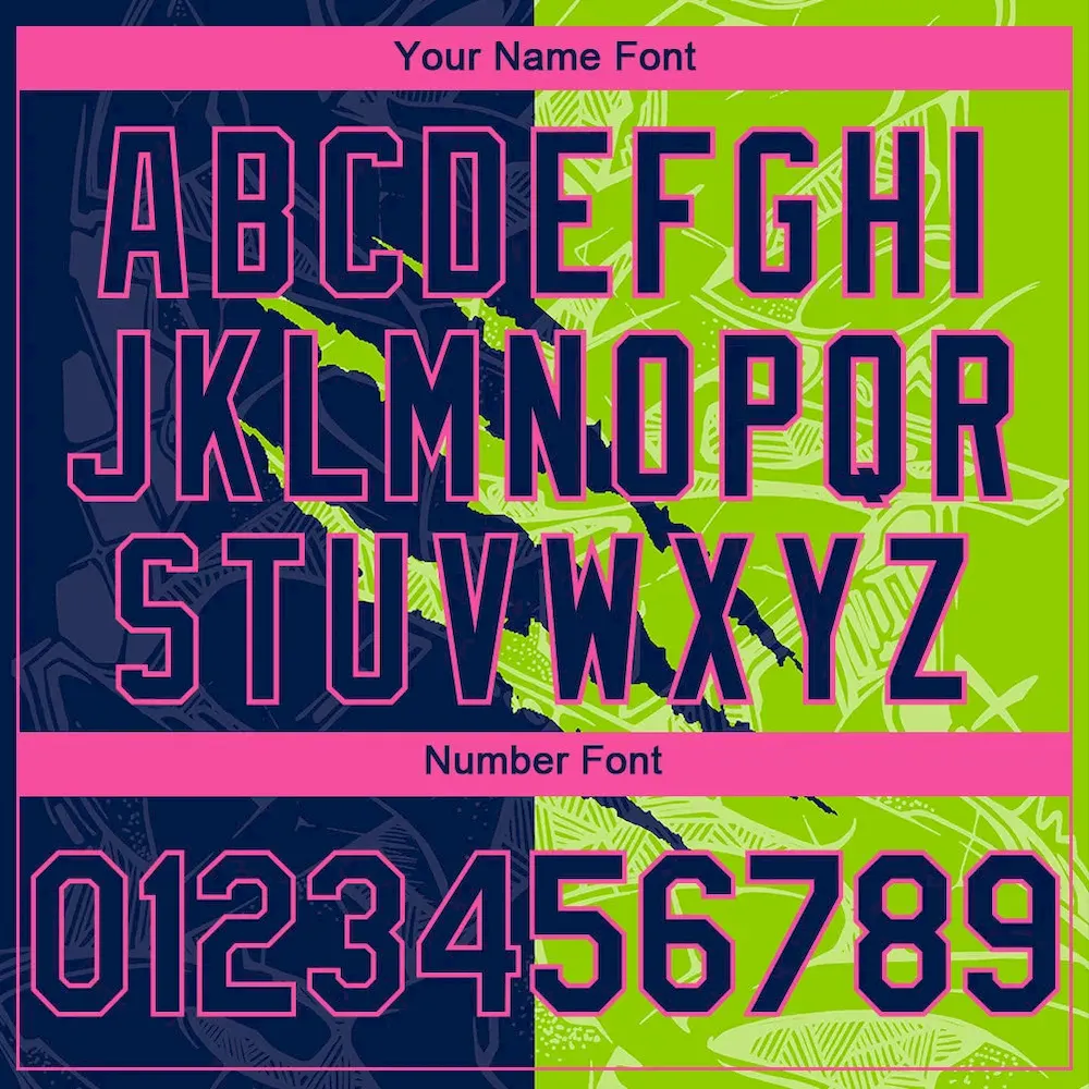 Custom Stitched Graffiti Pattern Navy Neon Green-Pink 3D Scratch Sports Pullover Sweatshirt Hoodie - Image 4