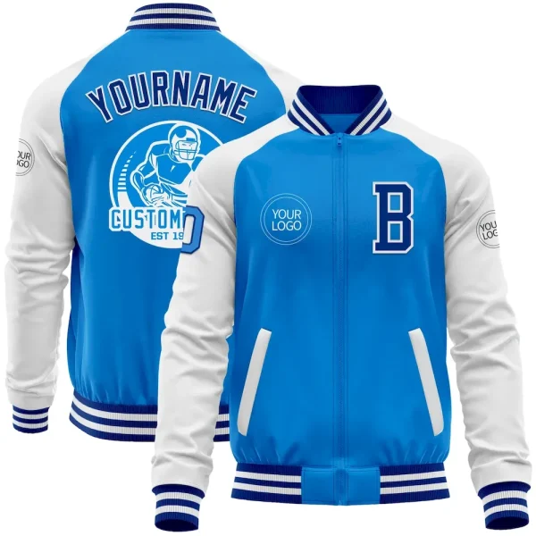 Custom Blue Royal White Bomber Jacket