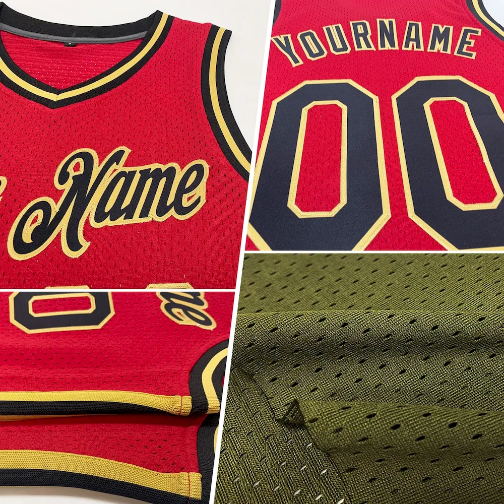 Custom Olive Orange-White Authentic Throwback Salute To Service Basketball Jersey - Image 2