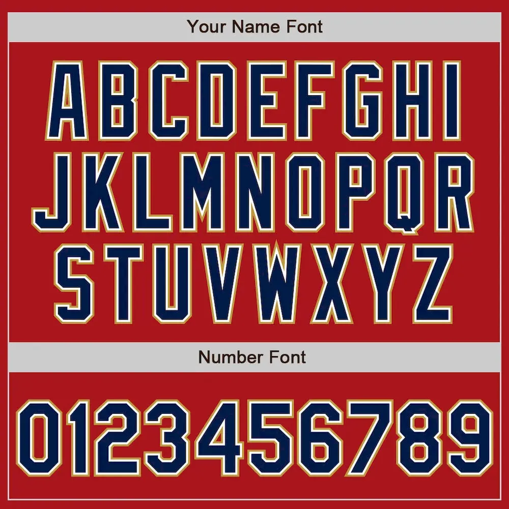 Custom Red Navy-Old Gold Authentic Raglan Sleeves Baseball Jersey - Image 5