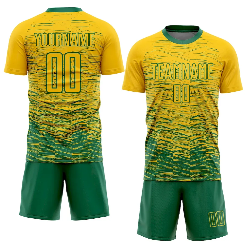 Custom Yellow Kelly Green Sublimation Soccer Uniform Jersey - Image 2