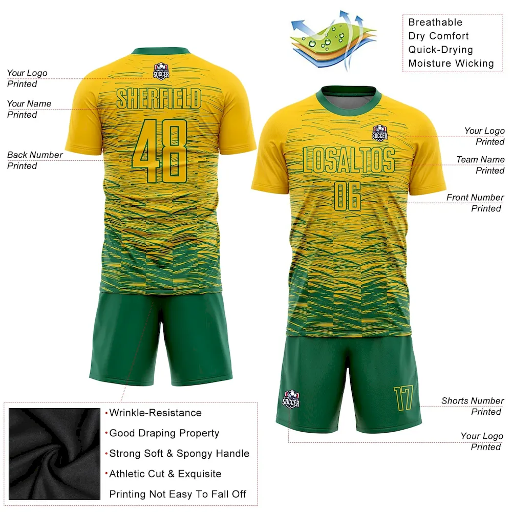 Custom Yellow Kelly Green Sublimation Soccer Uniform Jersey - Image 3