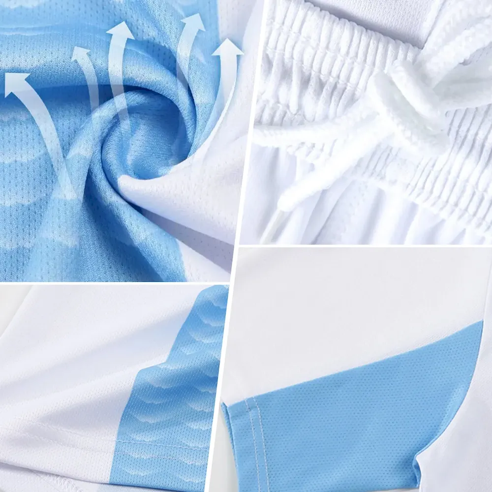 Custom Royal Light Blue-White Lines Sublimation Soccer Uniform Jersey - Image 3
