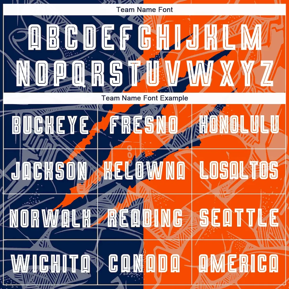 Custom Graffiti Pattern Navy-Orange Scratch Sublimation Soccer Uniform Jersey - Image 5