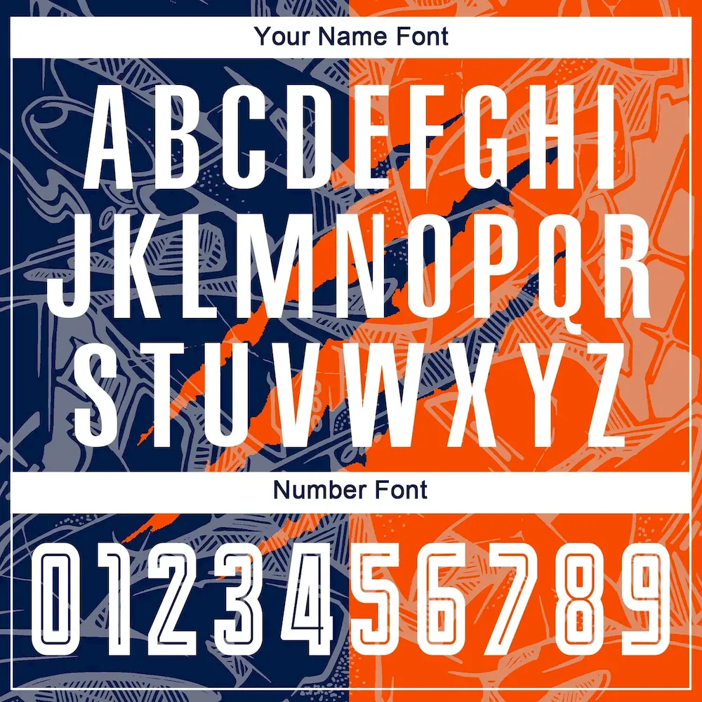 Custom Graffiti Pattern Navy-Orange Scratch Sublimation Soccer Uniform Jersey - Image 6