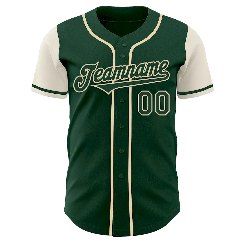 Custom Green Cream Authentic Two Tone Baseball Jersey - Image 2