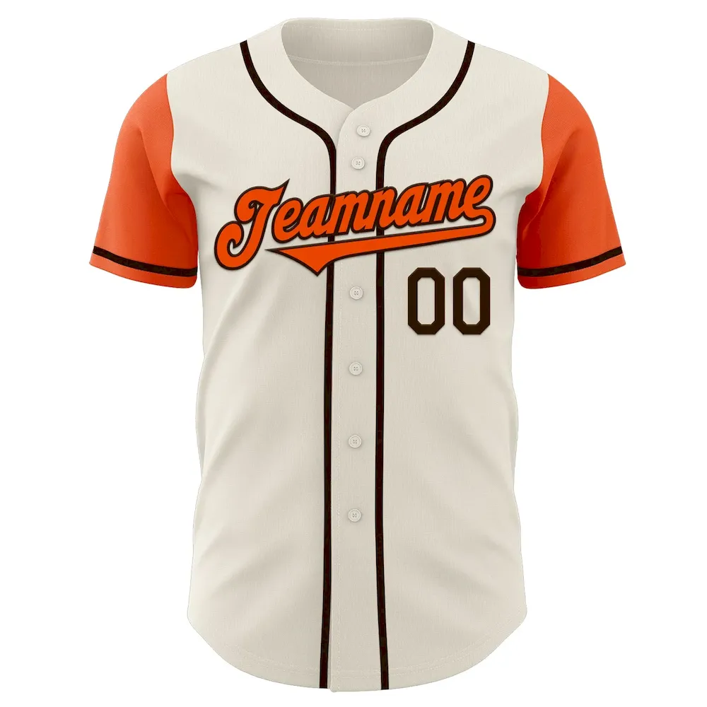 Custom Cream Orange-Brown Authentic Two Tone Baseball Jersey - Image 2