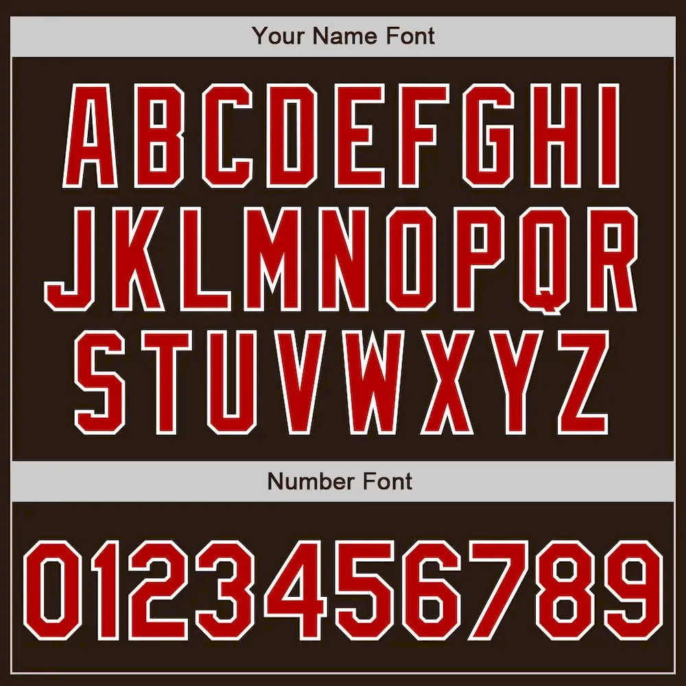 Custom Brown Red-White Authentic Two Tone Baseball Jersey - Image 5