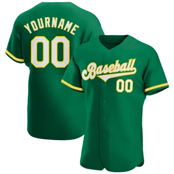 Custom Kelly Green White-Gold Authentic Baseball Jersey