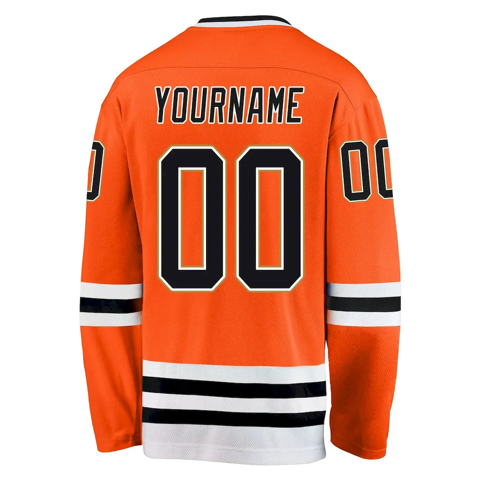 Custom Orange Black-Old Gold Hockey Jersey - Image 3